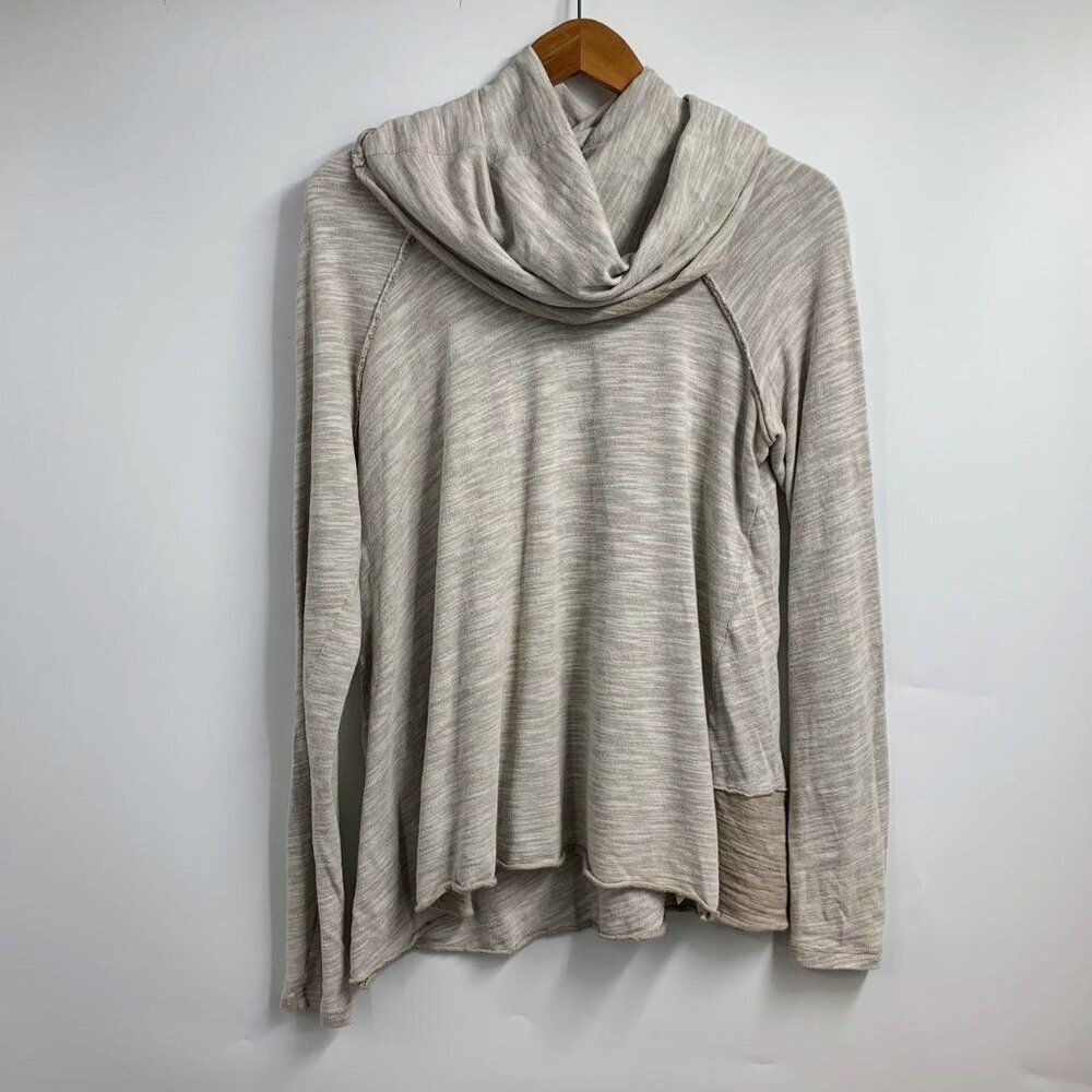 Free People Women's Beach Cocoon Cowl Neck Beige Cotton Knit Top One SIze